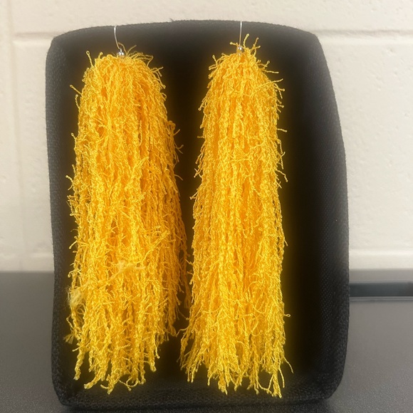 Vibrant Yellow Tassel Earrings - Picture 2 of 4